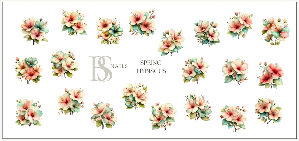 Waterslide Nail Decal| SPRING HYBISCUS