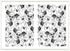 Two black and white floral patterns on a white background
