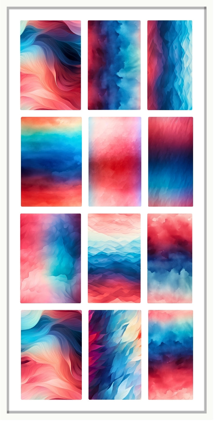 red white and blue abstract  of alcohol ink patterned waterslide nail decals