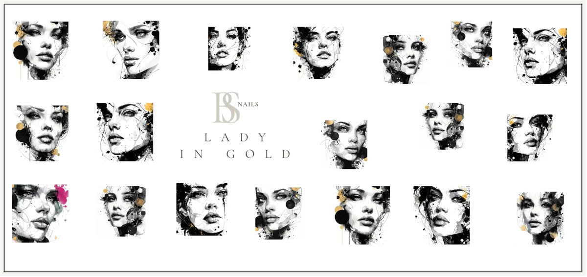 Waterslide Nail Decal | LADY IN GOLD