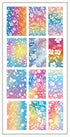 Set of white  floral pattern and ombre pastel background design waterslide nail decals